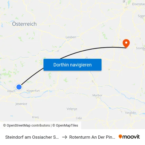 Steindorf am Ossiacher See to Rotenturm An Der Pinka map