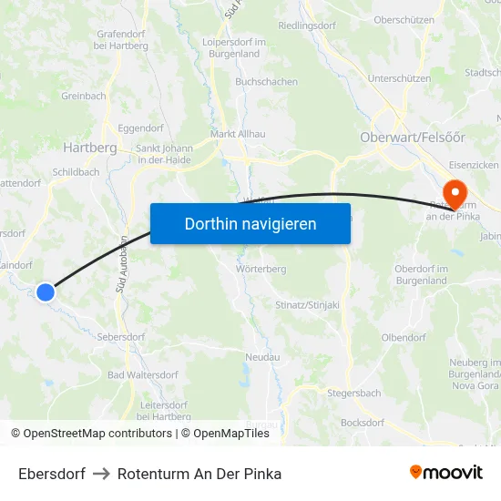 Ebersdorf to Rotenturm An Der Pinka map