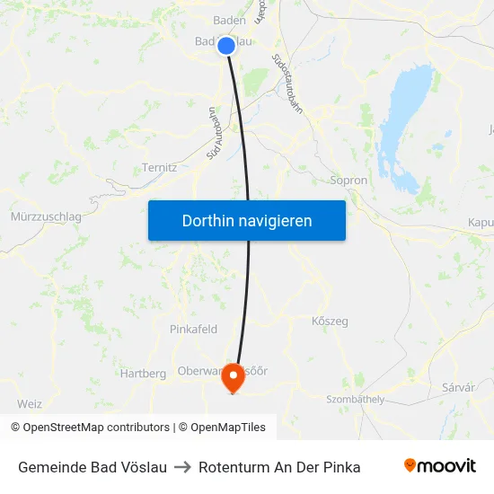 Gemeinde Bad Vöslau to Rotenturm An Der Pinka map