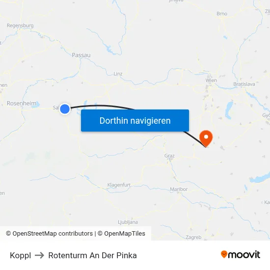 Koppl to Rotenturm An Der Pinka map