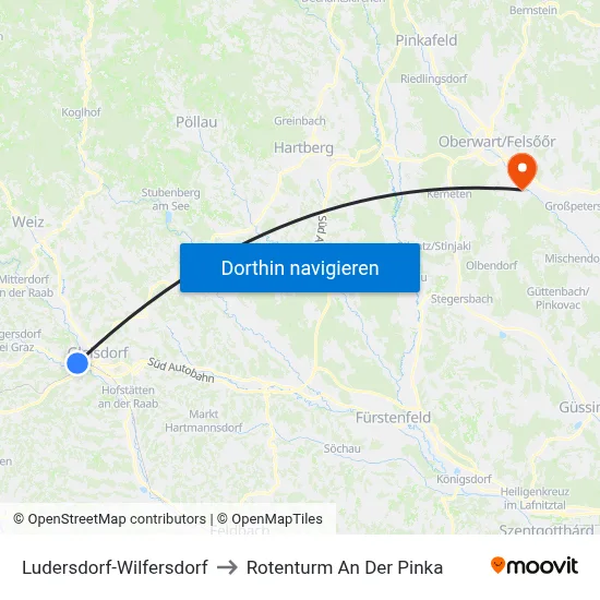 Ludersdorf-Wilfersdorf to Rotenturm An Der Pinka map