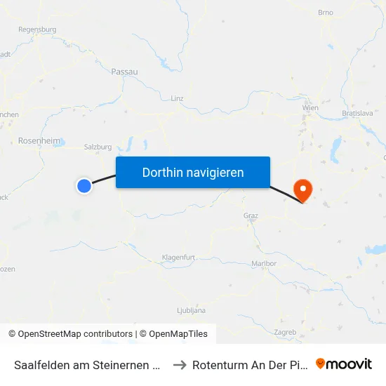 Saalfelden am Steinernen Meer to Rotenturm An Der Pinka map