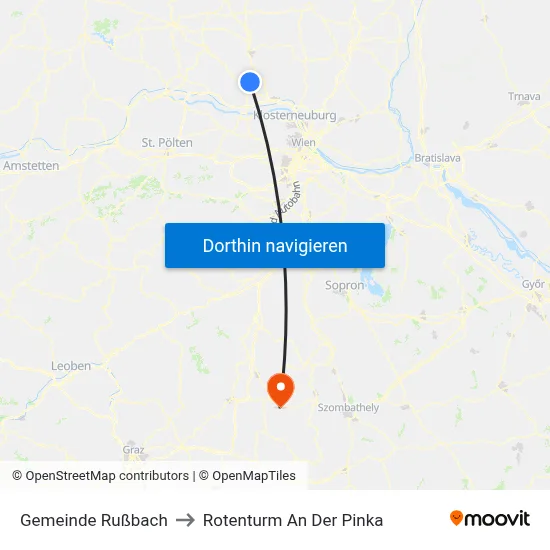 Gemeinde Rußbach to Rotenturm An Der Pinka map