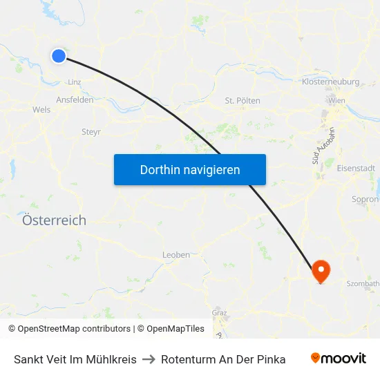 Sankt Veit Im Mühlkreis to Rotenturm An Der Pinka map
