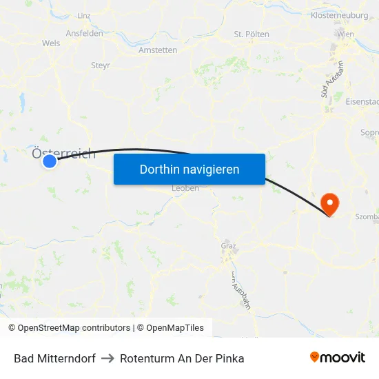 Bad Mitterndorf to Rotenturm An Der Pinka map
