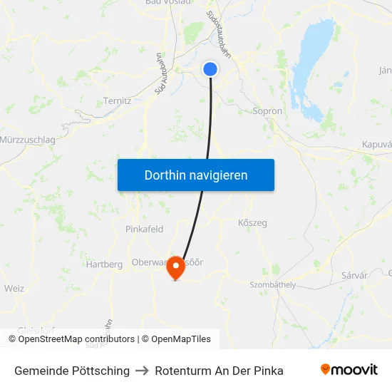 Gemeinde Pöttsching to Rotenturm An Der Pinka map
