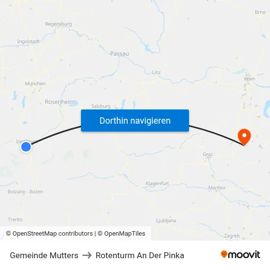 Gemeinde Mutters to Rotenturm An Der Pinka map