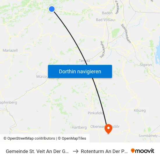 Gemeinde St. Veit An Der Gölsen to Rotenturm An Der Pinka map