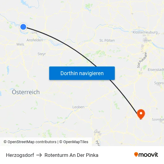 Herzogsdorf to Rotenturm An Der Pinka map