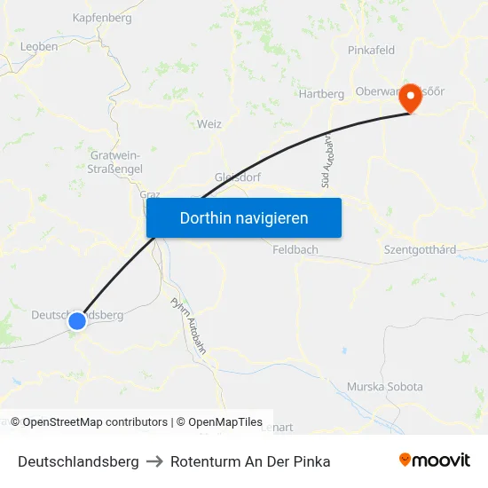 Deutschlandsberg to Rotenturm An Der Pinka map