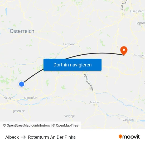 Albeck to Rotenturm An Der Pinka map