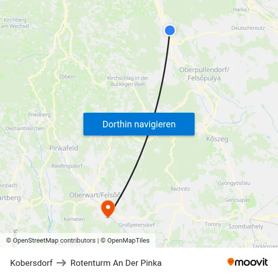 Kobersdorf to Rotenturm An Der Pinka map