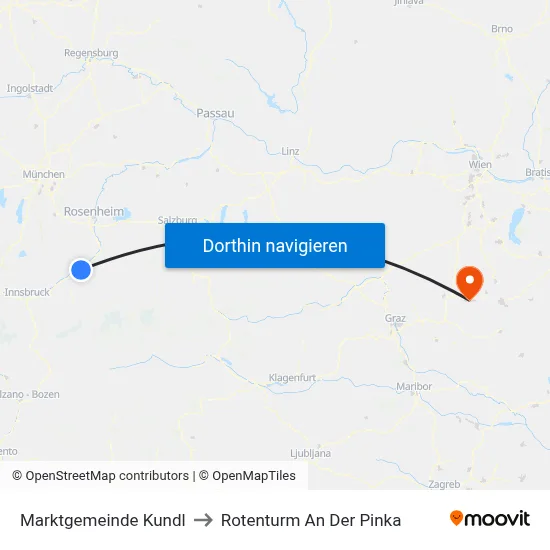 Marktgemeinde Kundl to Rotenturm An Der Pinka map