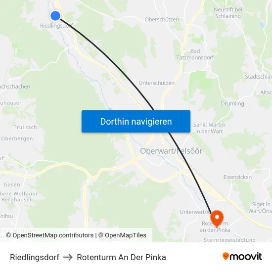 Riedlingsdorf to Rotenturm An Der Pinka map