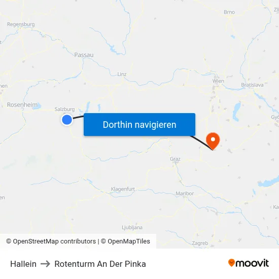 Hallein to Rotenturm An Der Pinka map