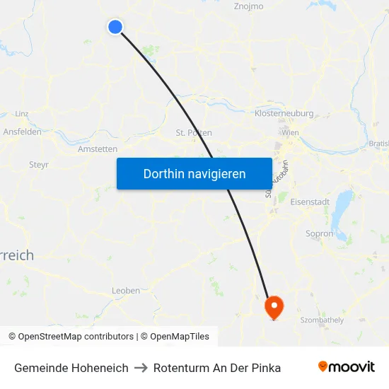 Gemeinde Hoheneich to Rotenturm An Der Pinka map