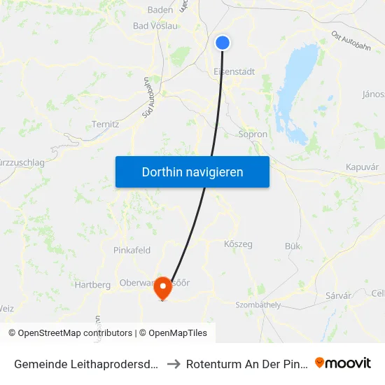 Gemeinde Leithaprodersdorf to Rotenturm An Der Pinka map