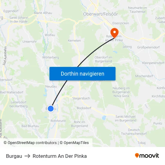 Burgau to Rotenturm An Der Pinka map