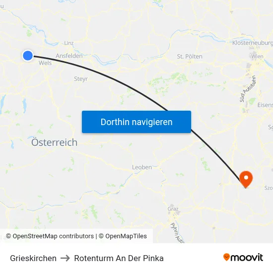 Grieskirchen to Rotenturm An Der Pinka map