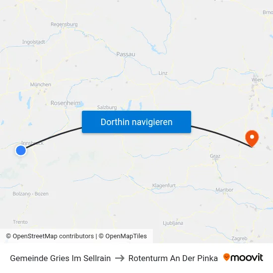 Gemeinde Gries Im Sellrain to Rotenturm An Der Pinka map