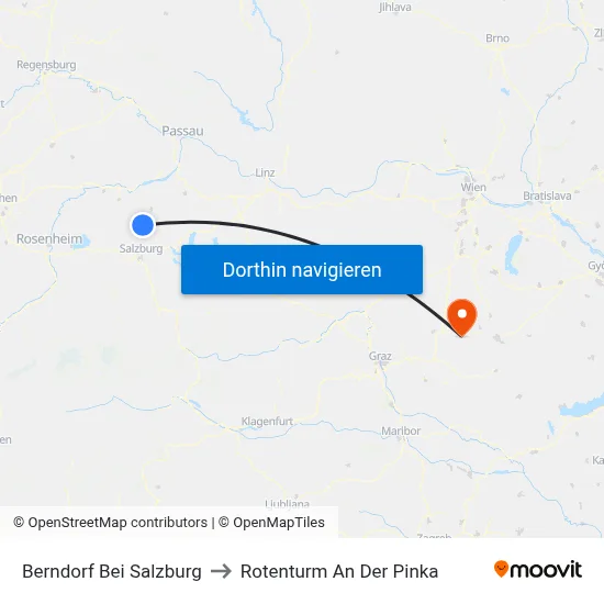 Berndorf Bei Salzburg to Rotenturm An Der Pinka map