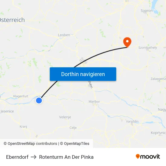 Eberndorf to Rotenturm An Der Pinka map