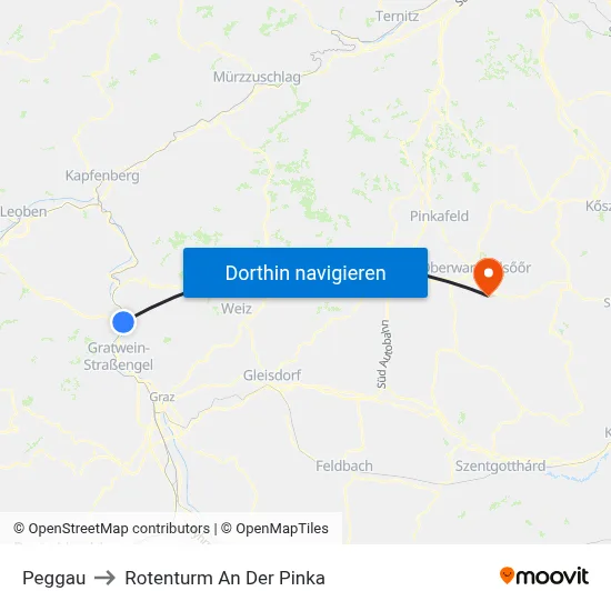 Peggau to Rotenturm An Der Pinka map