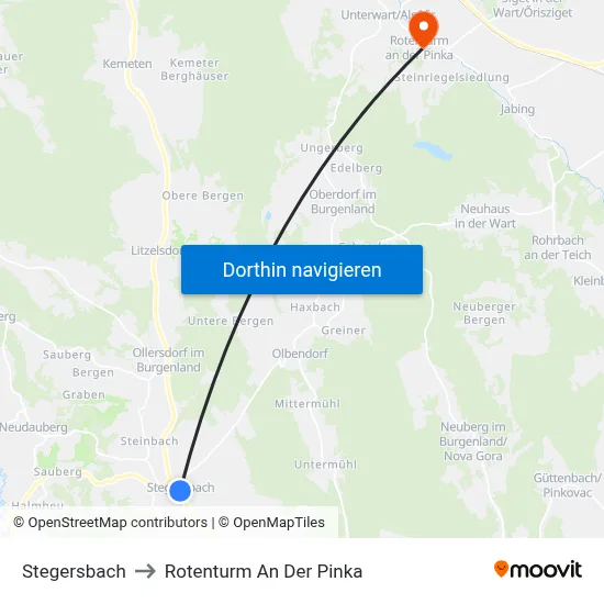 Stegersbach to Rotenturm An Der Pinka map