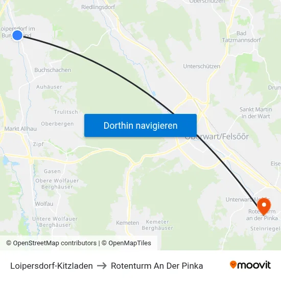 Loipersdorf-Kitzladen to Rotenturm An Der Pinka map