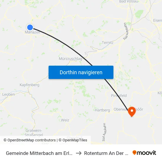 Gemeinde Mitterbach am Erlaufsee to Rotenturm An Der Pinka map