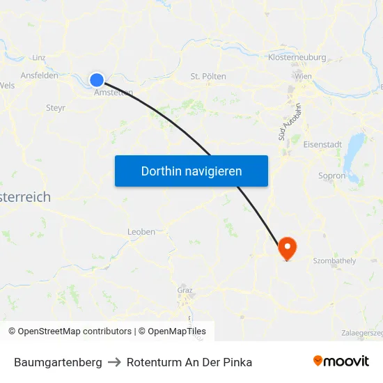 Baumgartenberg to Rotenturm An Der Pinka map