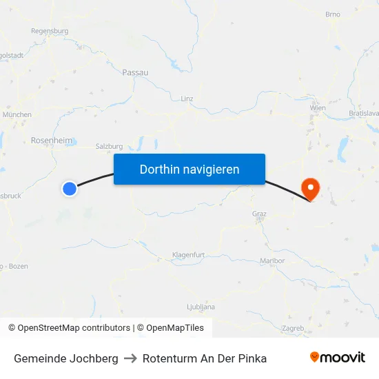 Gemeinde Jochberg to Rotenturm An Der Pinka map