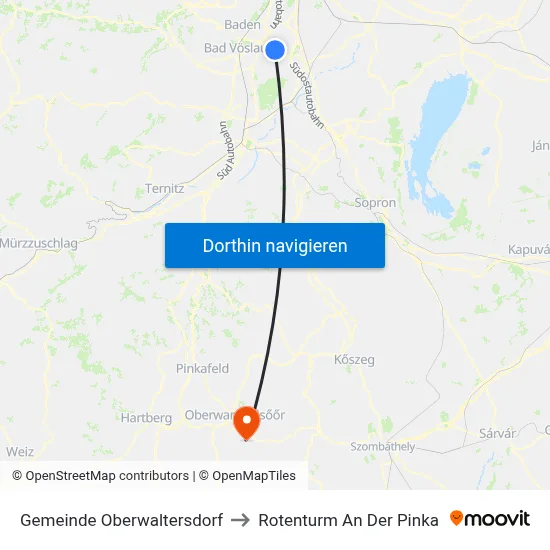 Gemeinde Oberwaltersdorf to Rotenturm An Der Pinka map