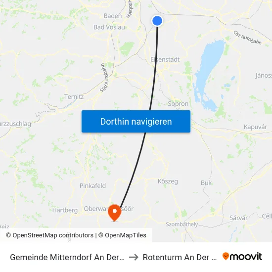 Gemeinde Mitterndorf An Der Fischa to Rotenturm An Der Pinka map