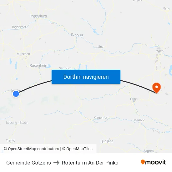 Gemeinde Götzens to Rotenturm An Der Pinka map