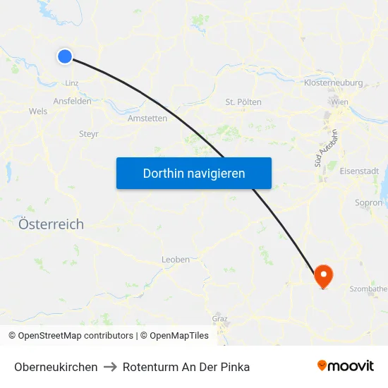 Oberneukirchen to Rotenturm An Der Pinka map