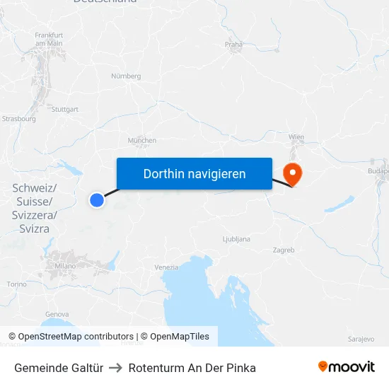 Gemeinde Galtür to Rotenturm An Der Pinka map