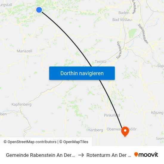 Gemeinde Rabenstein An Der Pielach to Rotenturm An Der Pinka map