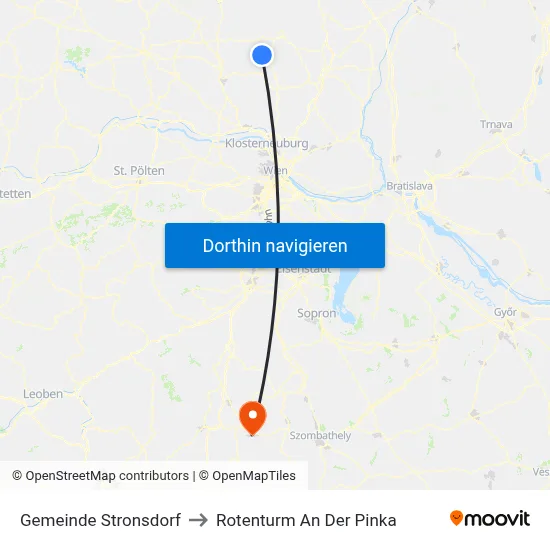 Gemeinde Stronsdorf to Rotenturm An Der Pinka map