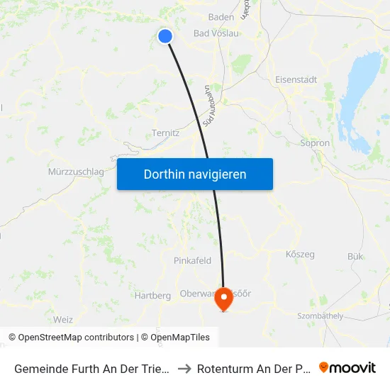 Gemeinde Furth An Der Triesting to Rotenturm An Der Pinka map