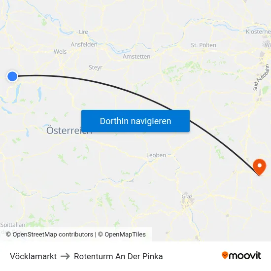 Vöcklamarkt to Rotenturm An Der Pinka map
