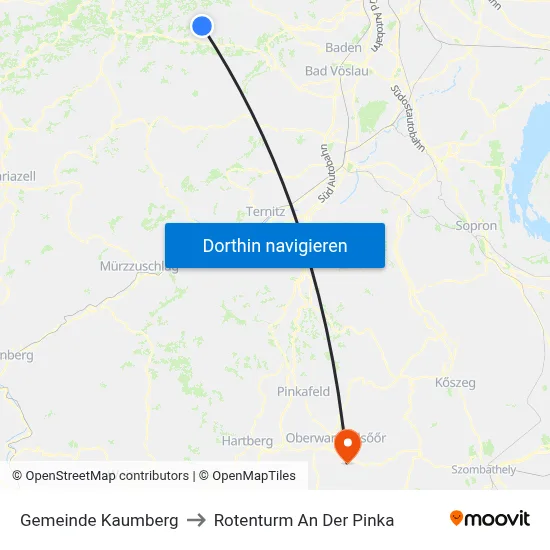 Gemeinde Kaumberg to Rotenturm An Der Pinka map