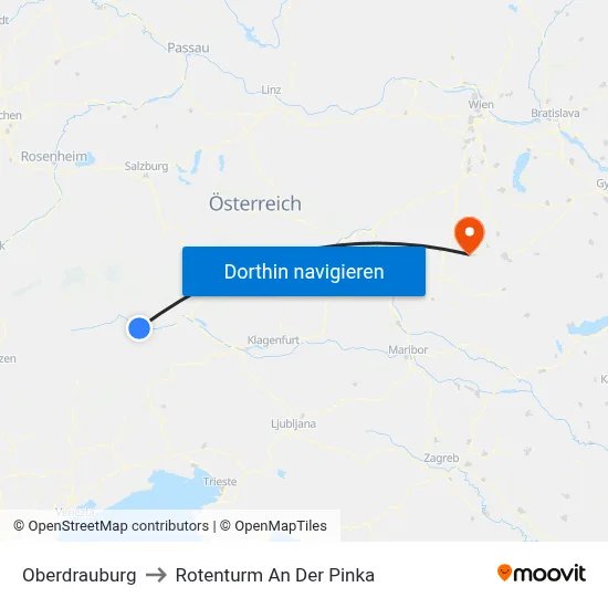 Oberdrauburg to Rotenturm An Der Pinka map