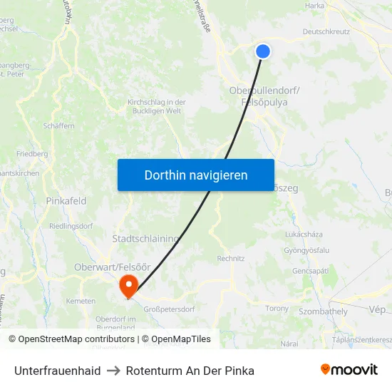 Unterfrauenhaid to Rotenturm An Der Pinka map