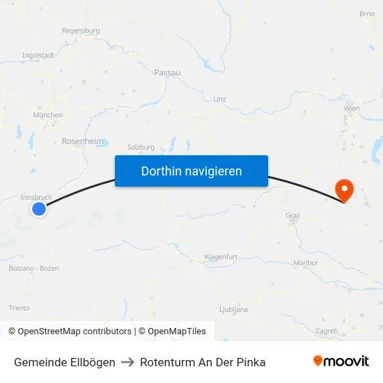 Gemeinde Ellbögen to Rotenturm An Der Pinka map