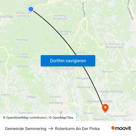 Gemeinde Semmering to Rotenturm An Der Pinka map