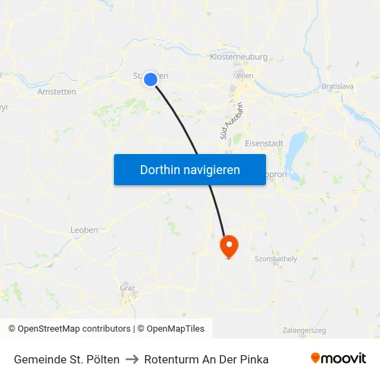 Gemeinde St. Pölten to Rotenturm An Der Pinka map