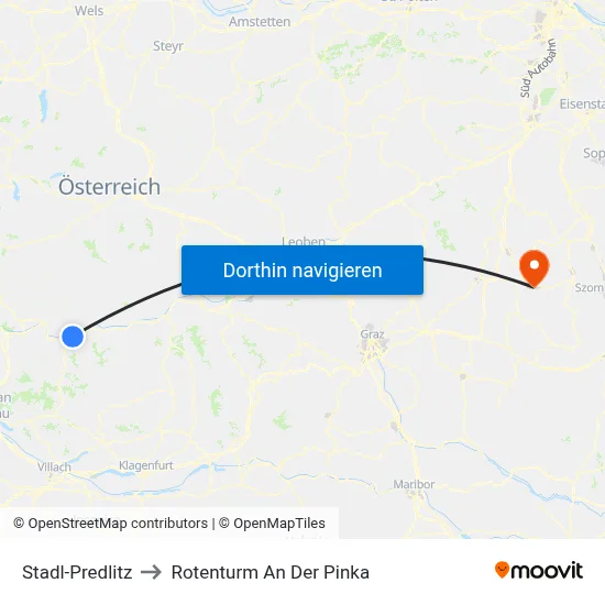 Stadl-Predlitz to Rotenturm An Der Pinka map