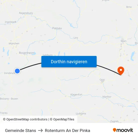 Gemeinde Stans to Rotenturm An Der Pinka map