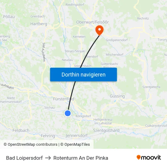 Bad Loipersdorf to Rotenturm An Der Pinka map